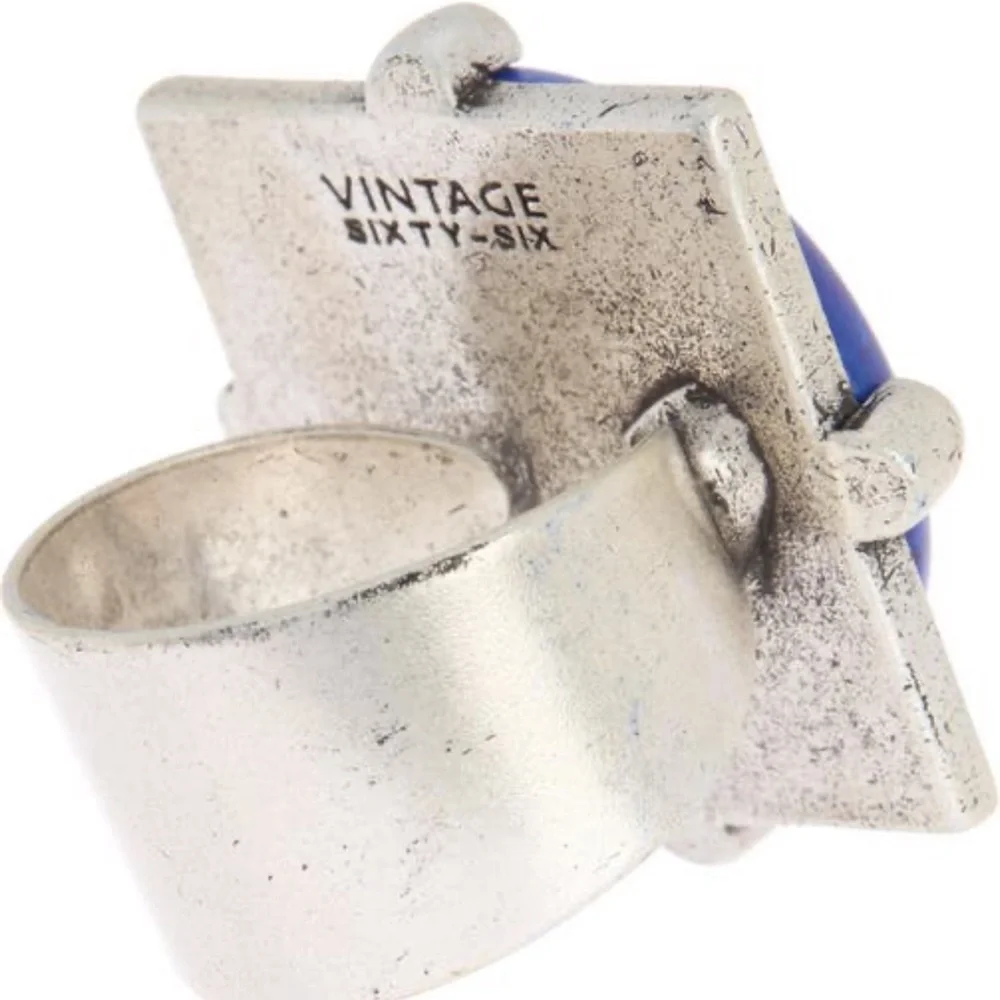 Alex and Ani Vintage Sixty-Six Cobalt Matrix Statement Cocktail Ring NWT
